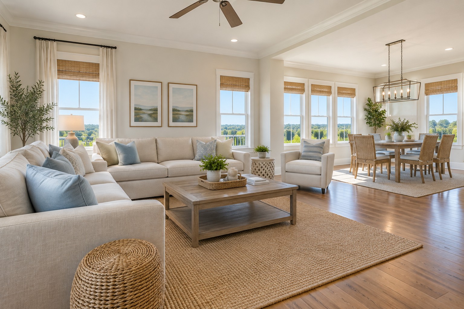 A bright South Alabama home interior, illustrative